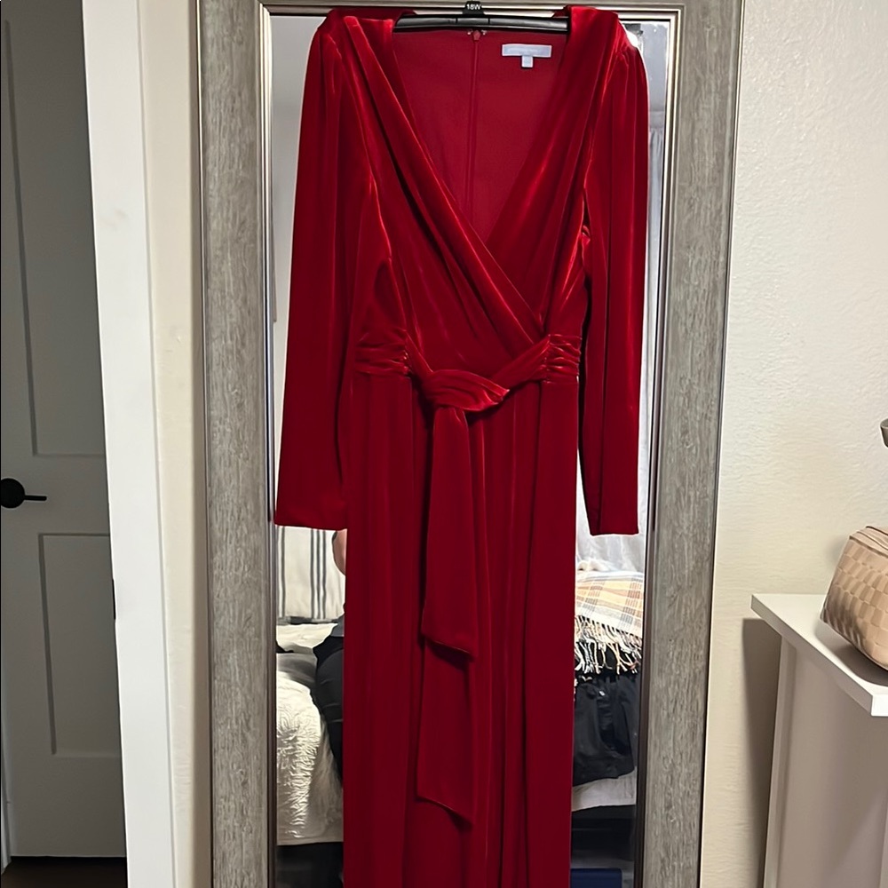 Elegant Red Velvet Jumpsuit